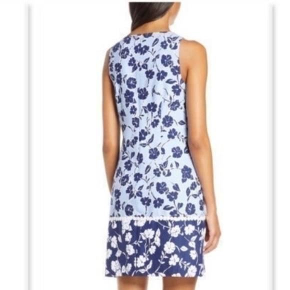 Eliza J blue floral with lace shift dress size 8 - Picture 2 of 10